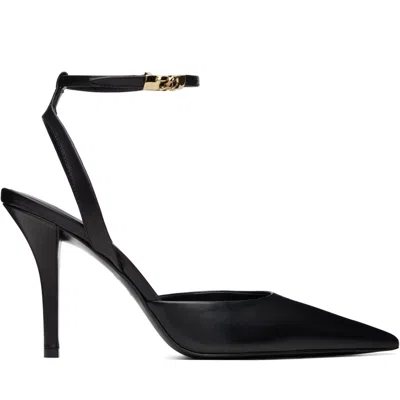 Balmain Black Leather Strappy Heels In 0pa Noir