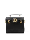 Balmain B-buzz 23 Monogram Leather Top Handle Bag In Black