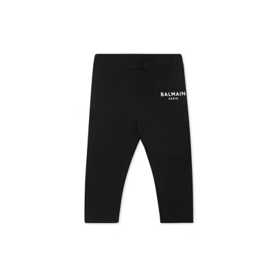 Balmain Black Leggings For Baby Girl With Logo