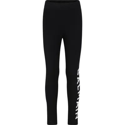 Balmain Kids' Black Leggings For Girl With Logo