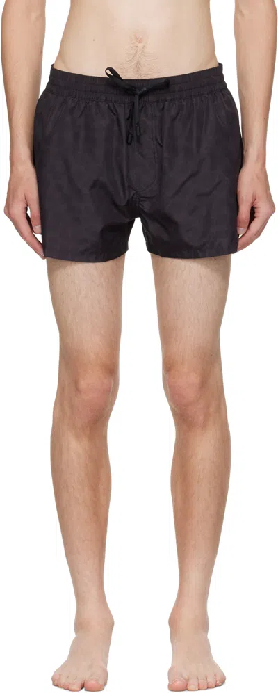 Balmain Black Leopard Swim Shorts
