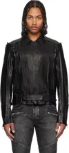 Balmain Black Lightweight Lambskin Leather Biker Jacket In Black