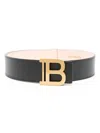 BALMAIN BLACK LOGO BELT WITH GOLD BUCKLE FOR WOMEN FROM SS24 COLLECTION