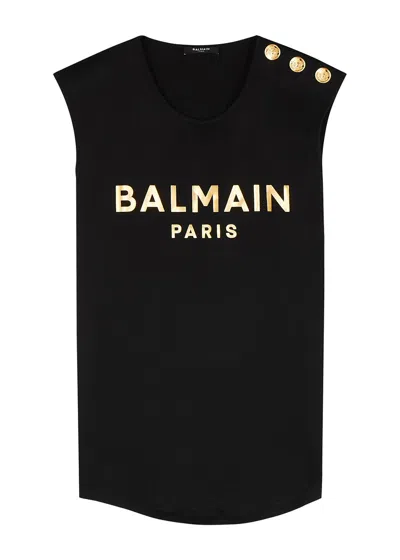 Balmain Black Logo Cotton Tank