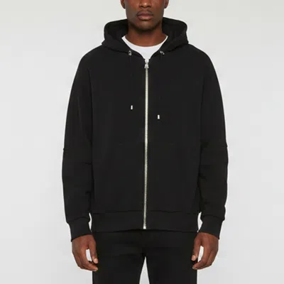Pre-owned Balmain Black Logo Embossed Cotton Knit Zip Up Hoodie M