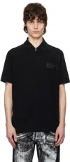 Balmain Black Logo Patch Polo In 0pa Noir