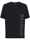BALMAIN BLACK LOGO-PRINT ORGANIC COTTON T-SHIRT