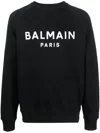Balmain Logo Cotton Sweatshirt In Black