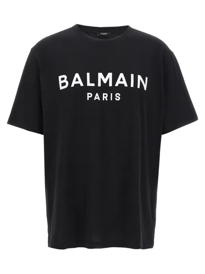 BALMAIN BLACK LOGO PRINT T-SHIRT