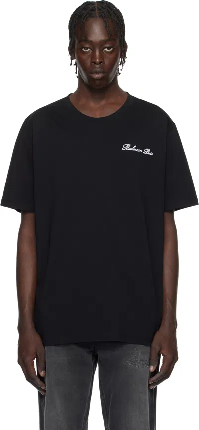 Balmain Black Cotton T-shirt
