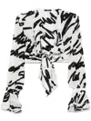 Balmain Love Letter Print Silk Cropped Top In Multi