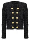 Balmain Black Lurex Tweed Blazer In Black