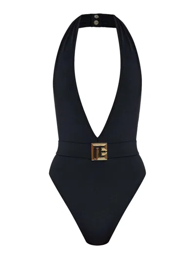 Balmain Black Lycra One-piece Swimsuit