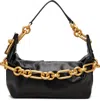 Balmain Medium Leather Shoulder Bag With Chain Strap In Black