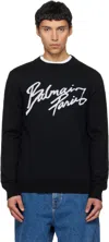 Balmain Paris Logo Intarsia Merino Wool Blend Sweater In Black