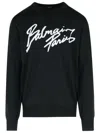 Balmain Paris Logo Intarsia Merino Wool Blend Sweater In Black