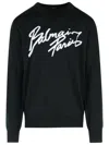 Balmain Paris Logo Intarsia Merino Wool Blend Sweater In Green