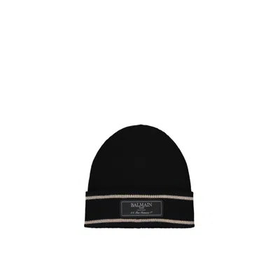 Balmain Black Merino Wool Women's Beanie