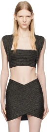Balmain Black Metallic Tank Top In Ead Noir/or