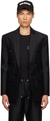 Balmain Black Mini Monogram Blazer In Eap Noir/noir