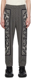 Balmain Black Mini Monogram Trousers In Edk Noir/ivoire