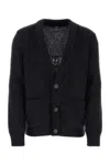 Balmain Cardigan In Wool Blend With Jacquard Logo In Black