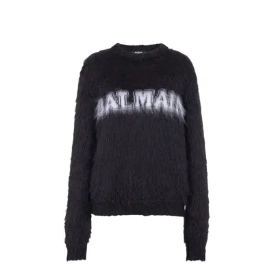 BALMAIN BLACK MOHAIR SWEATSHIRT