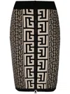 Balmain Pencil Skirt In Monogram Knit In Black