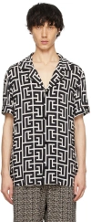 Balmain Black Monogram Shirt In Black