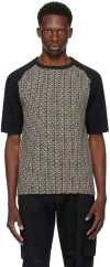 Balmain Black Monogram T-shirt In Gfe Ivoire/noir