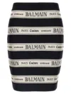 Balmain Ribbon Motif Short Jacquard Skirt In Black