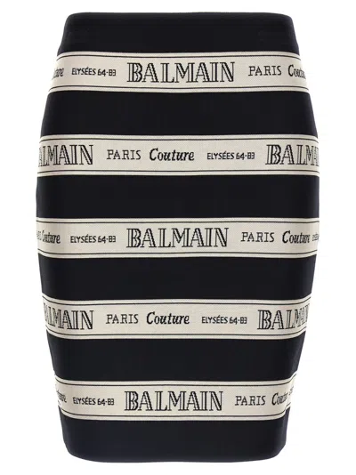BALMAIN BLACK NASTRO BALMAIN SKIRT