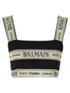 Balmain Striped Jacquard Crop Top In Black