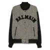 Balmain Pb Labyrinth Monogram Varsity Bomber Jacket In Black