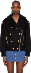 Balmain Black Notched Lapel Jacket In 0pa Noir