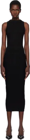 Balmain Cutout Ribbed-knit Halterneck Midi Dress In 0pa Noir