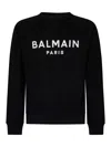 Balmain Black Organic Cotton Crewneck Sweatshirt In Black