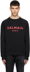 BALMAIN BLACK PARIS PRINT SWEATSHIRT