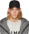 Balmain Black Patch Cap In 0pa Noir