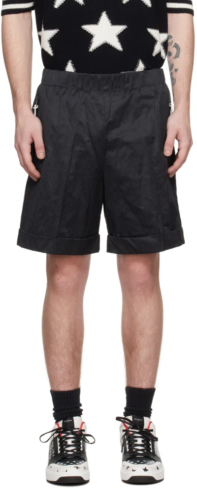 Balmain Black Patch Shorts In 0pa Noir