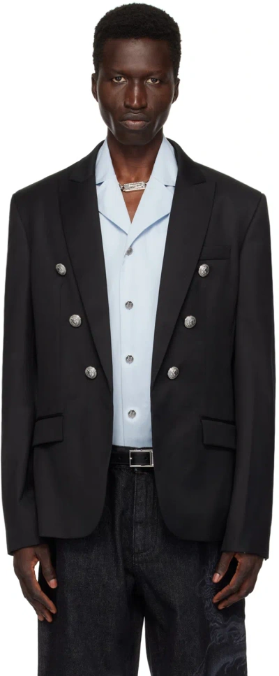 Balmain Button-embellished Wool Blazer In Black