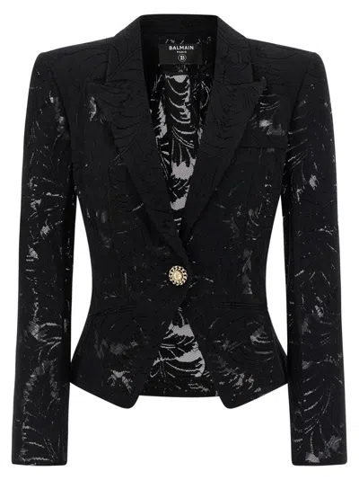 Balmain Black Peaked Lapel Blazer