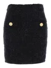 Balmain Black Pencil Mini Skirt With Jewel Buttons In Tweed Woman In Black