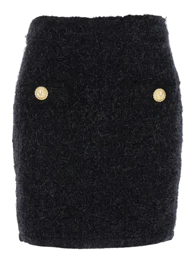 BALMAIN BLACK PENCIL MINI SKIRT