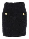Balmain Black Pencil Mini Skirt With Jewel Buttons In Tweed Woman In Black