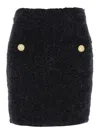Balmain Black Pencil Mini Skirt With Jewel Buttons In Black