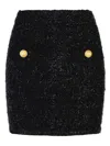 Balmain Black Pencil Mini Skirt With Jewel Buttons In Tweed Woman In Black