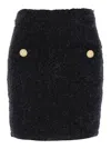Balmain Black Pencil Mini Skirt With Jewel Buttons In Tweed Woman In Multicolor