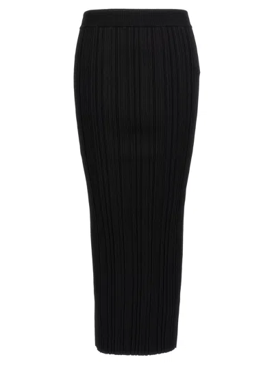 BALMAIN BLACK PLEATED MIDI SKIRT