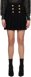 Balmain Black Pleated Miniskirt In 0pa Noir